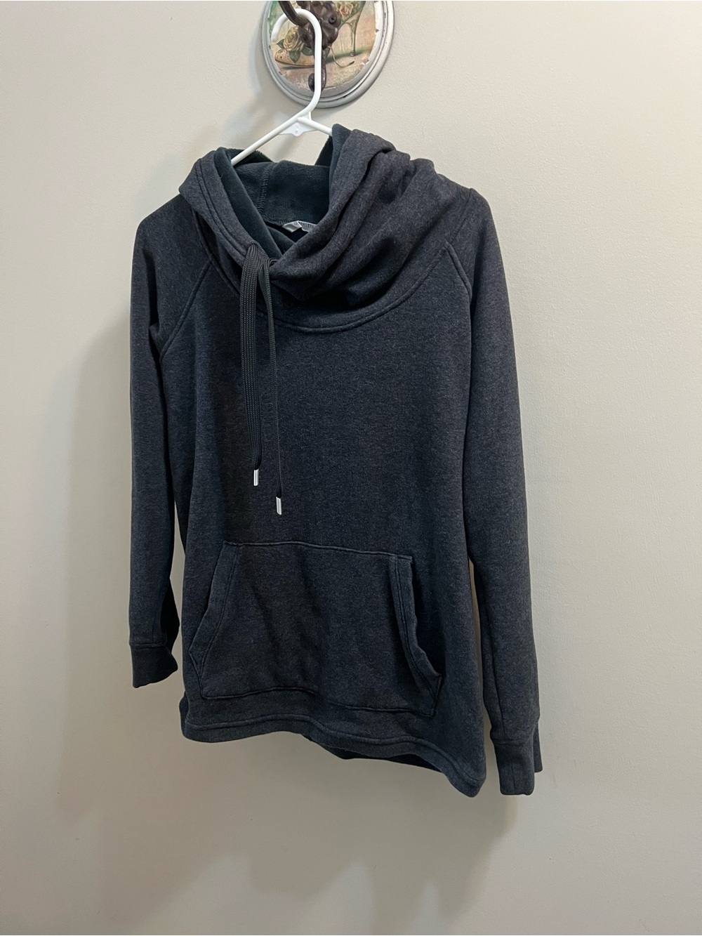 Athleta Blissfully Cowl Neck Dark Grey Plush Fleece Hoodie Size S